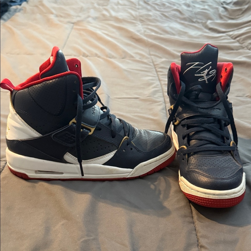 Jordan Flight 45 High GS Midnight Navy Red White 5Y Womens 6.5